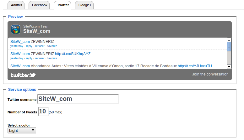 Create a website and share it on Twitter