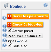 Configuration de la boutique Configuration de la boutique