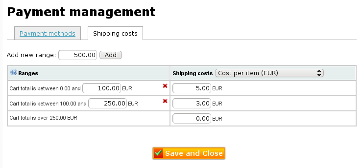Build an online store : manage shipping costs