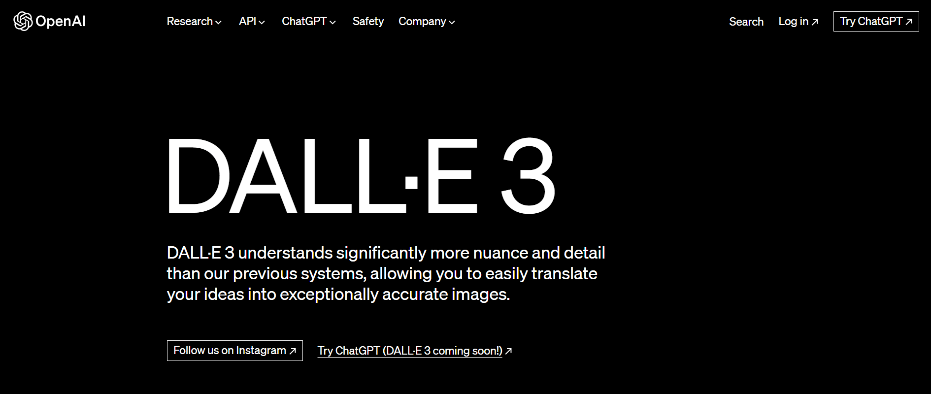 Page d'accueil de Dall-E 3