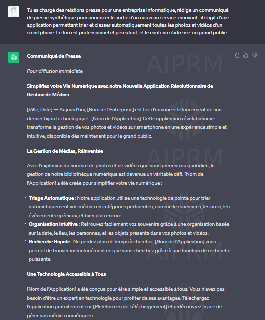 Outils IA pour communication d'entreprise et relations presse : ChatGPT