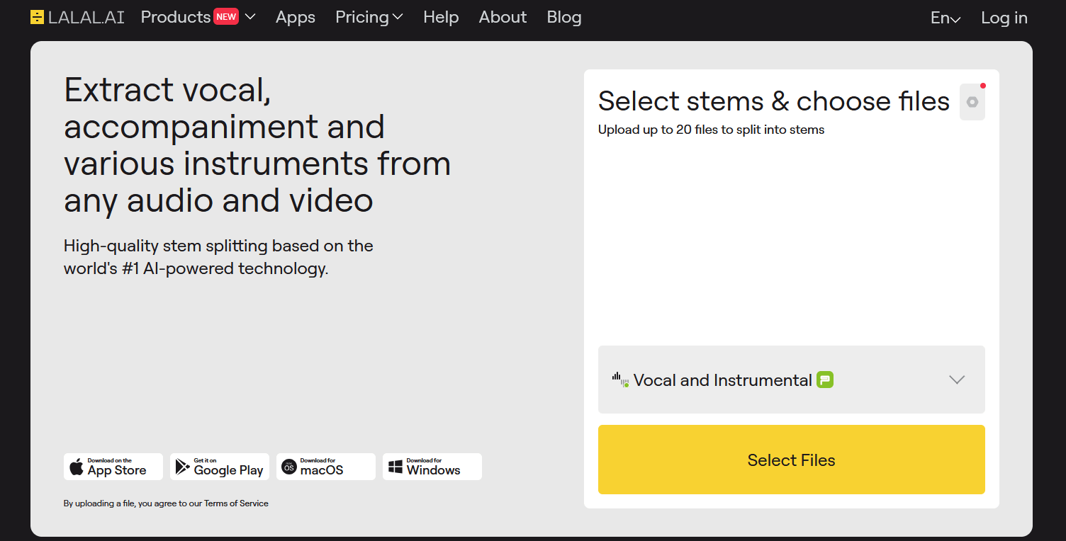 Lalal.ai, AI stem separator