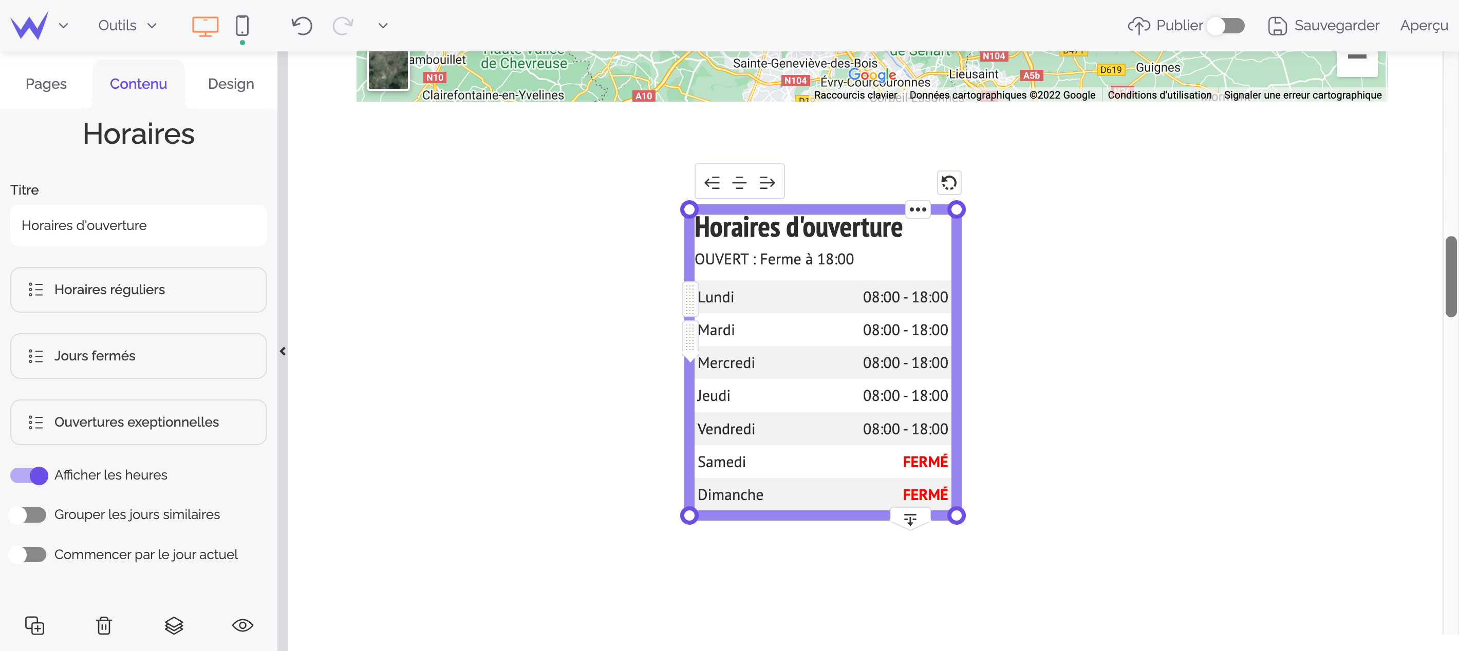 sitew module horaires