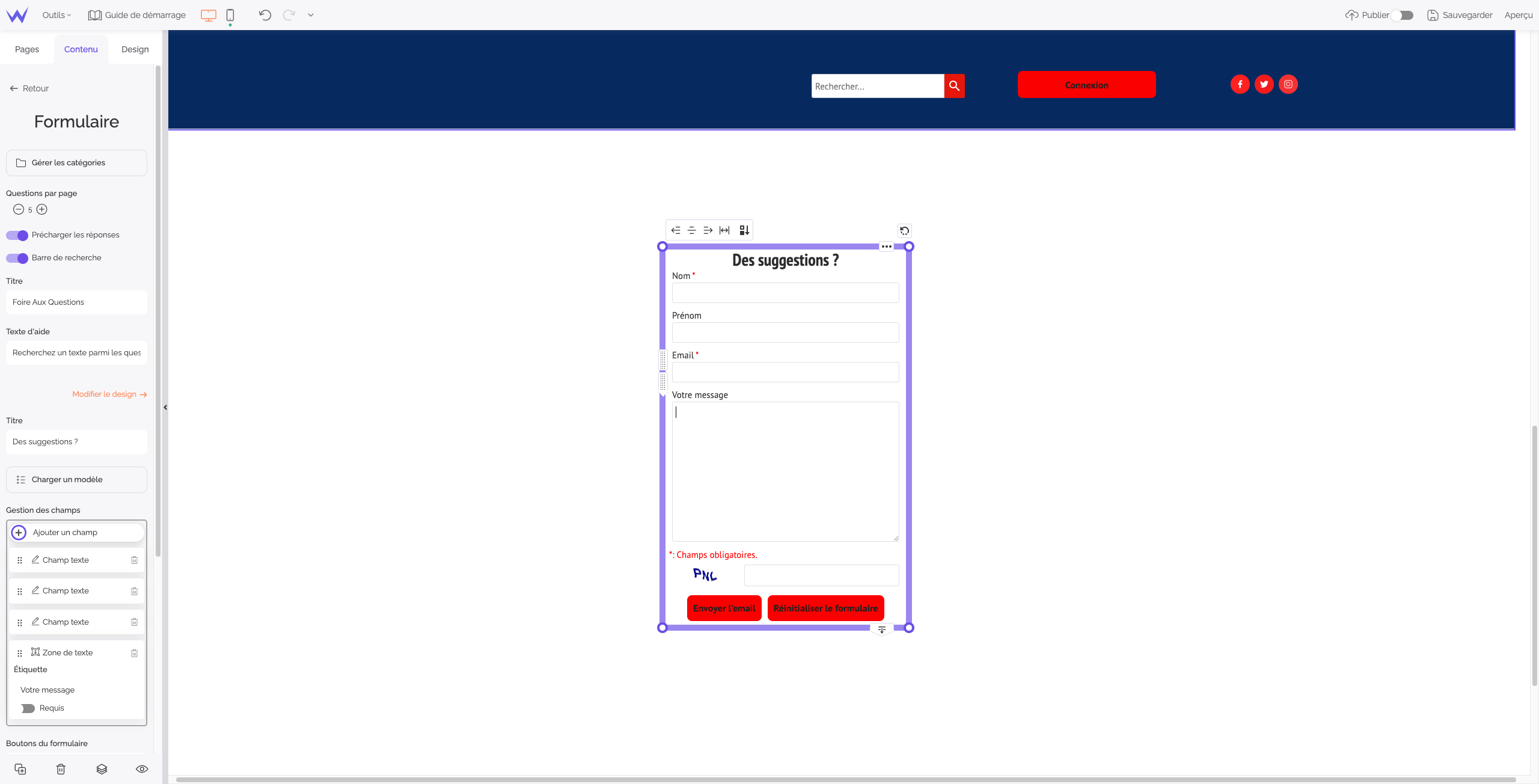 module formulaire sitew