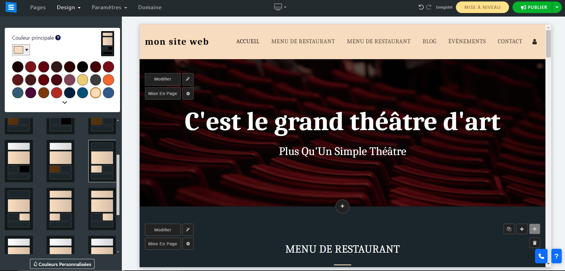 Design d'un site sur SITE123