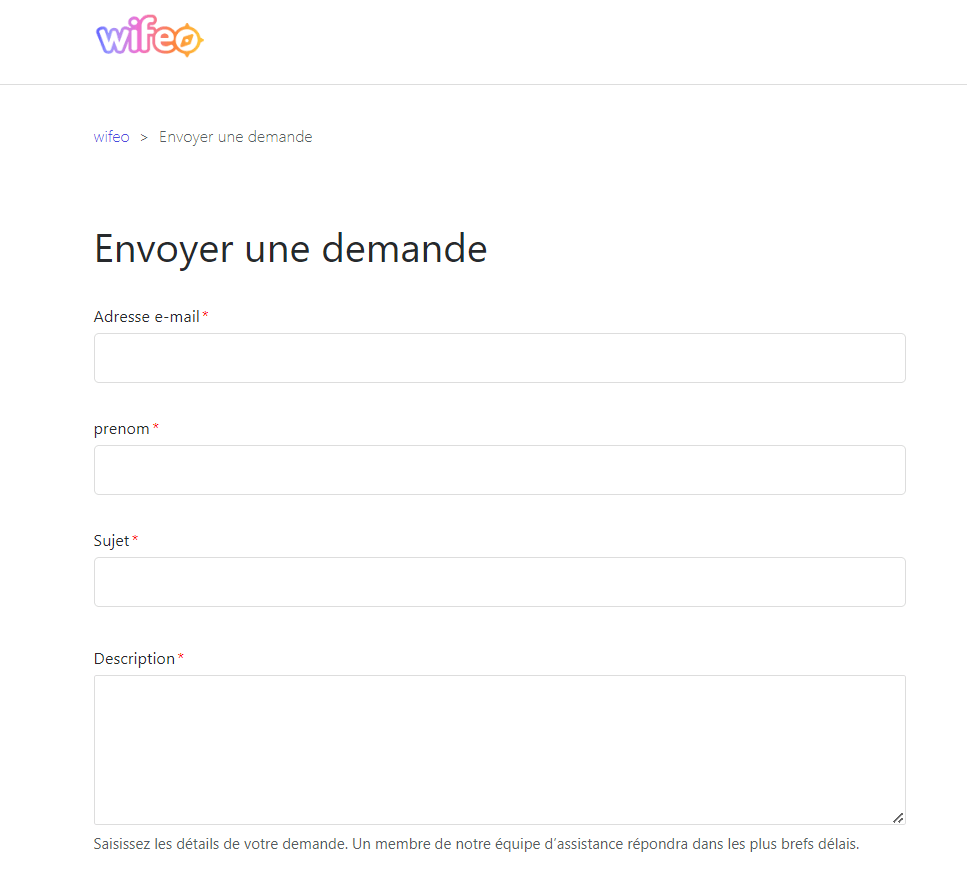 Formulaire de contact sur Wifeo