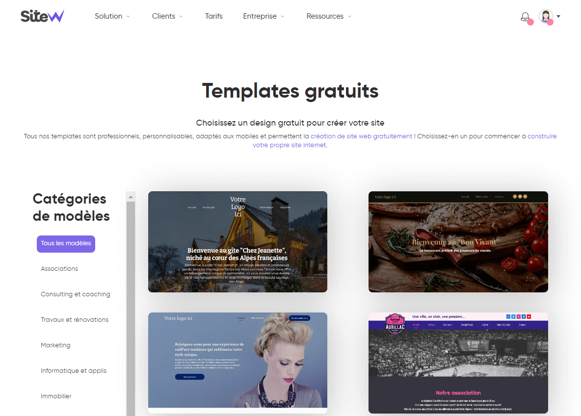 Templates de SiteW