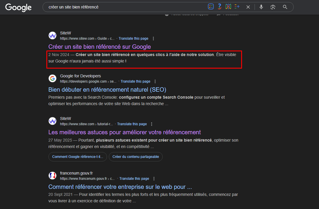 exemples de meta-description Google