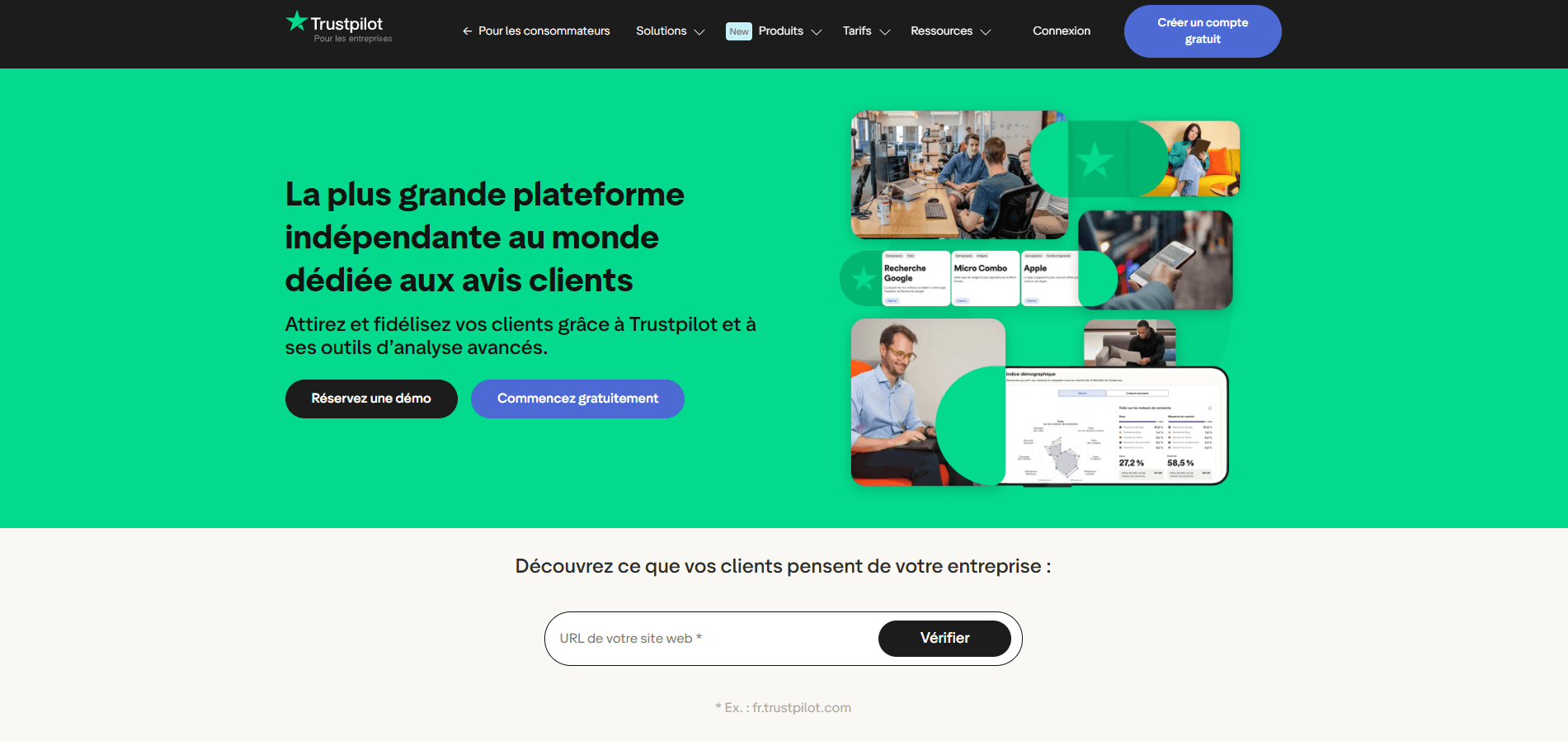 page accueil Trustpilot