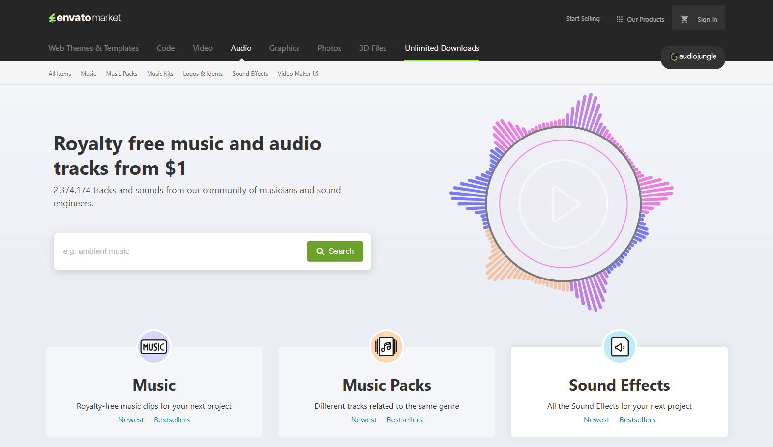 homepage AudioJungle