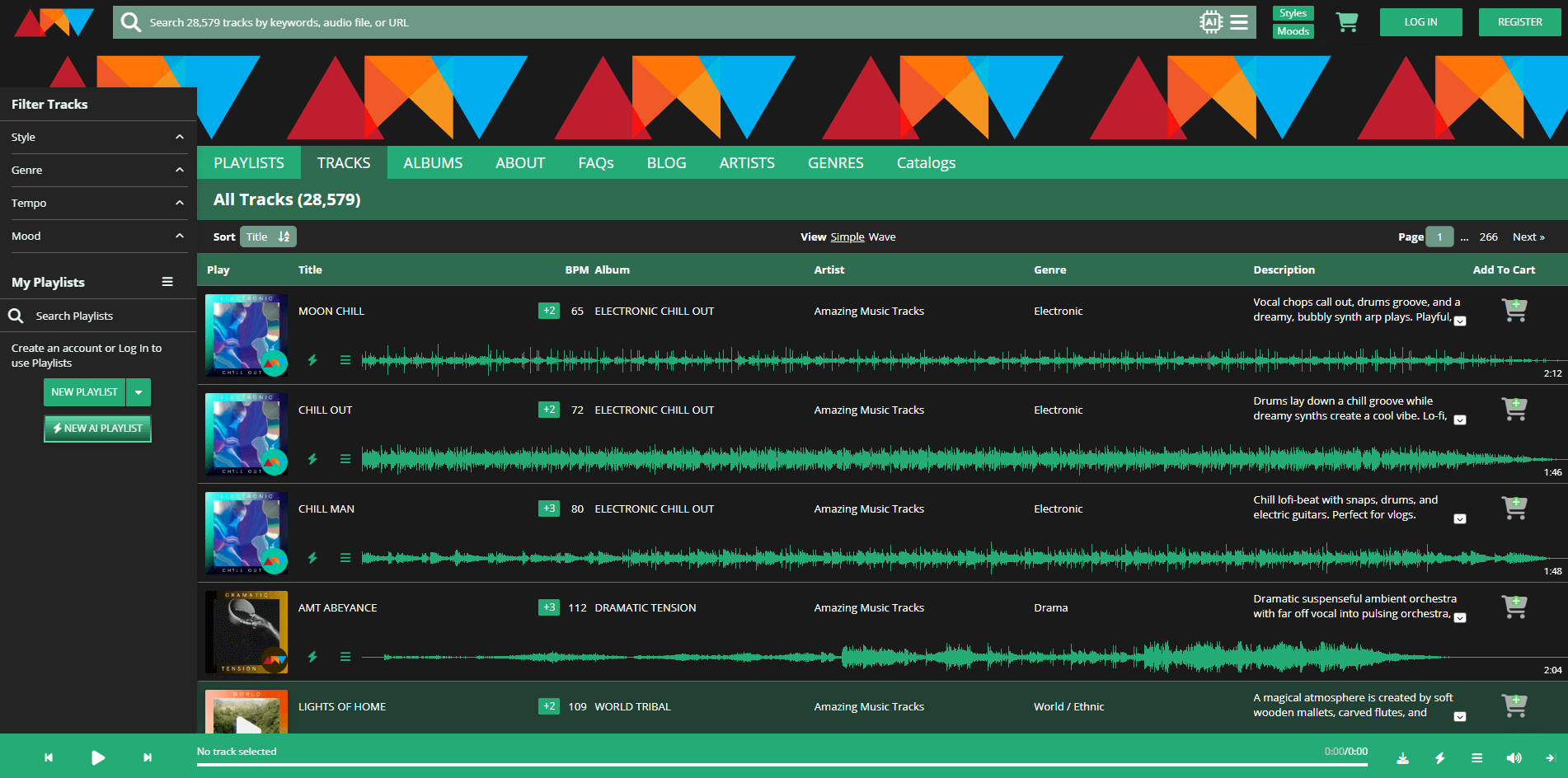 homepage Amazing Music Tracks