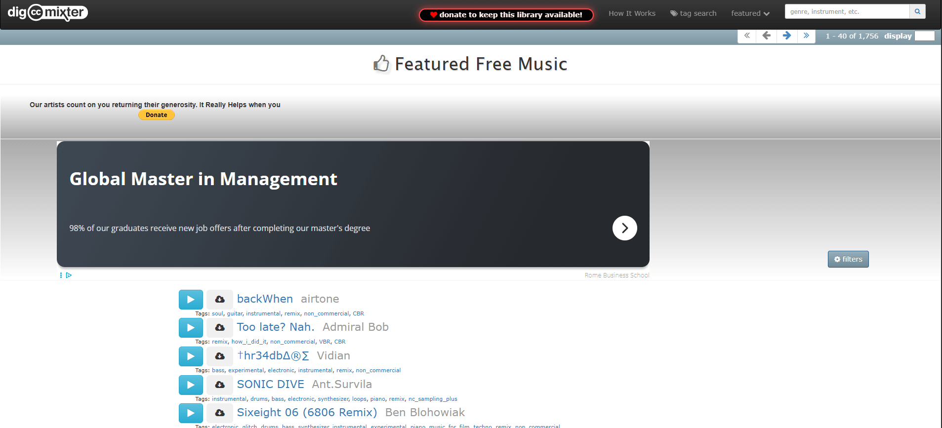 homepage Dig ccMixter
