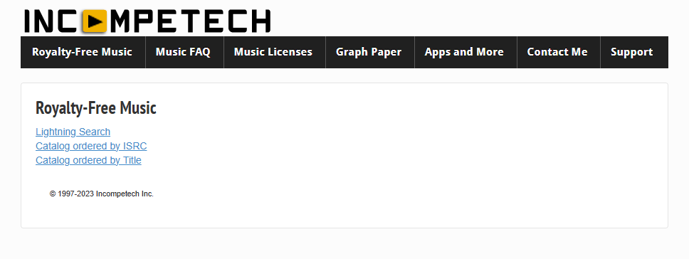 homepage Incompetech