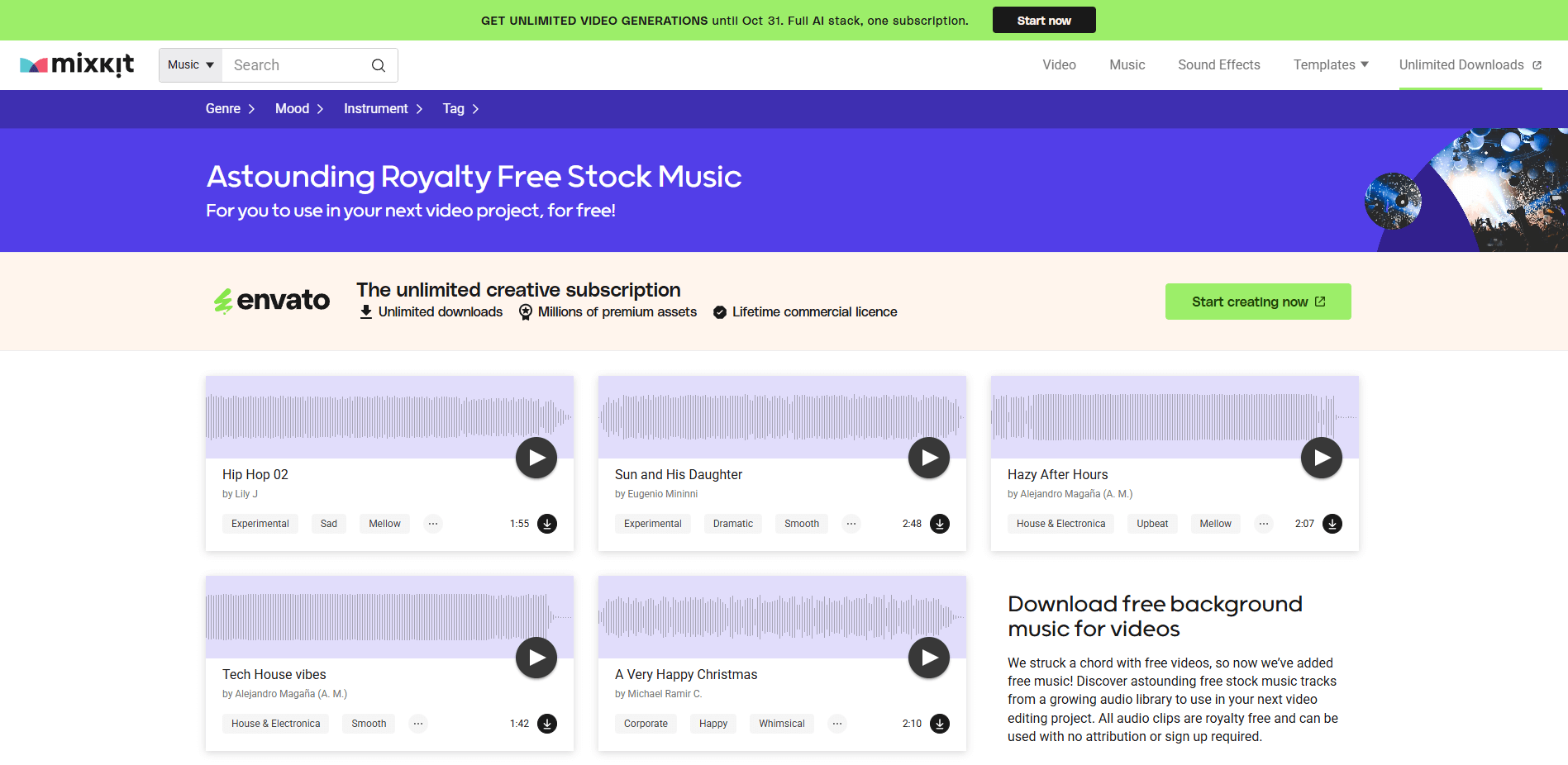 homepage Mixkit