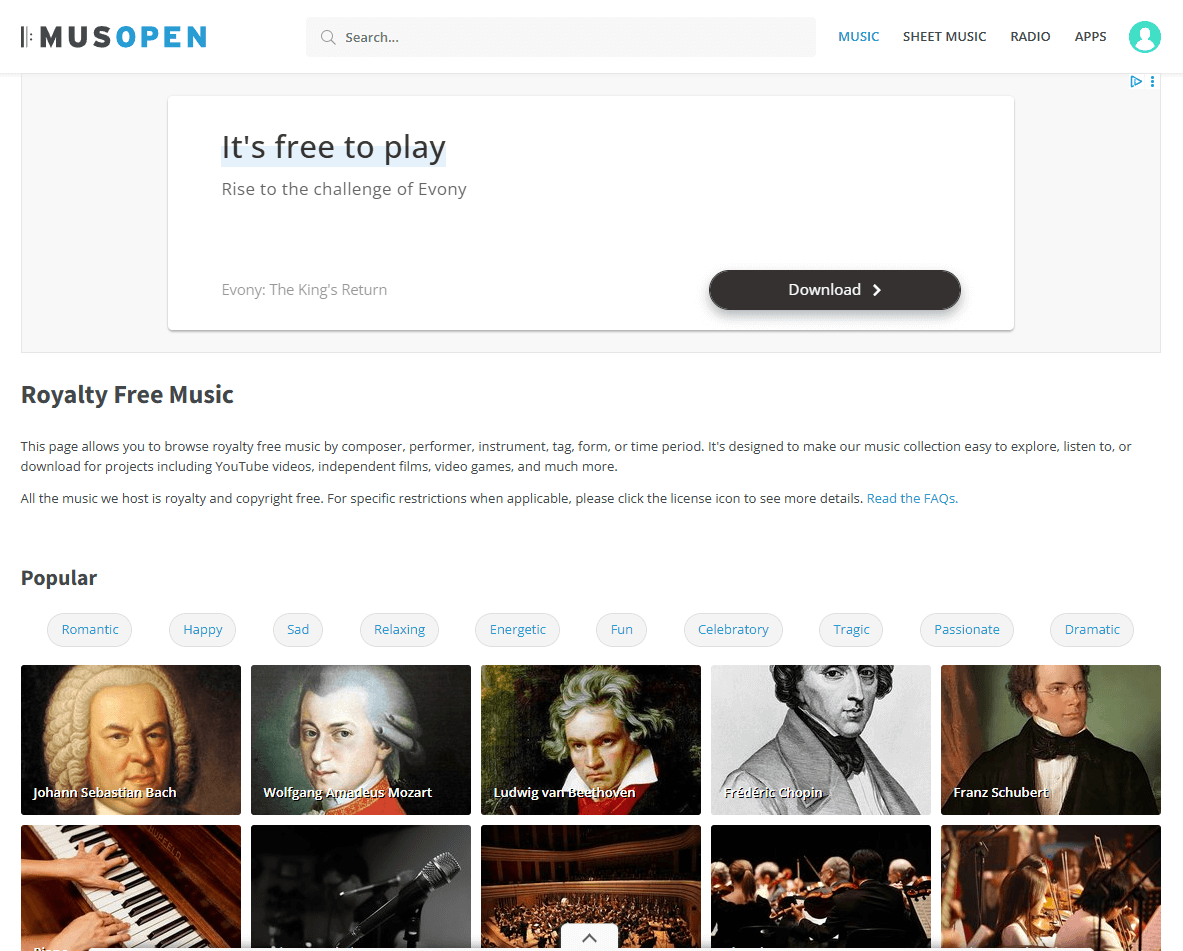homepage Musopen