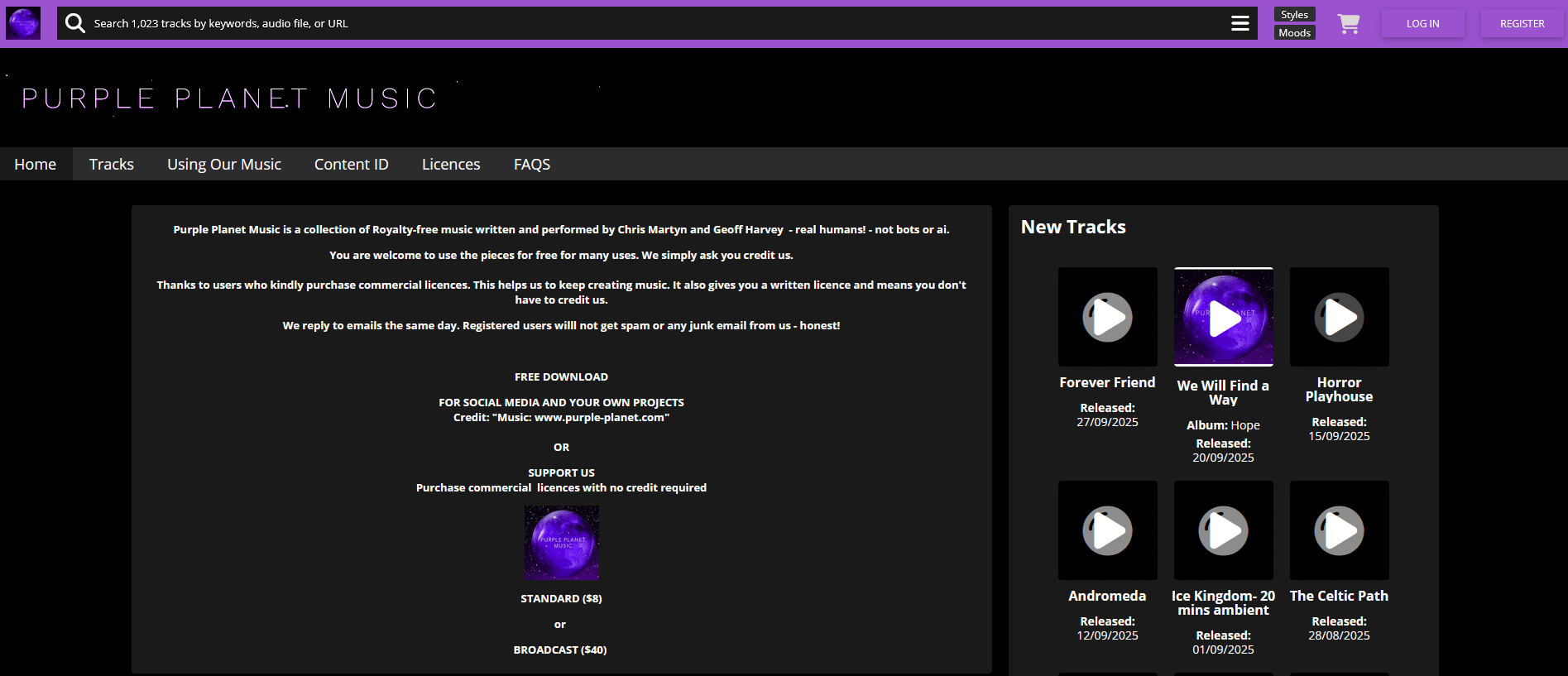 homepage Purple Planet