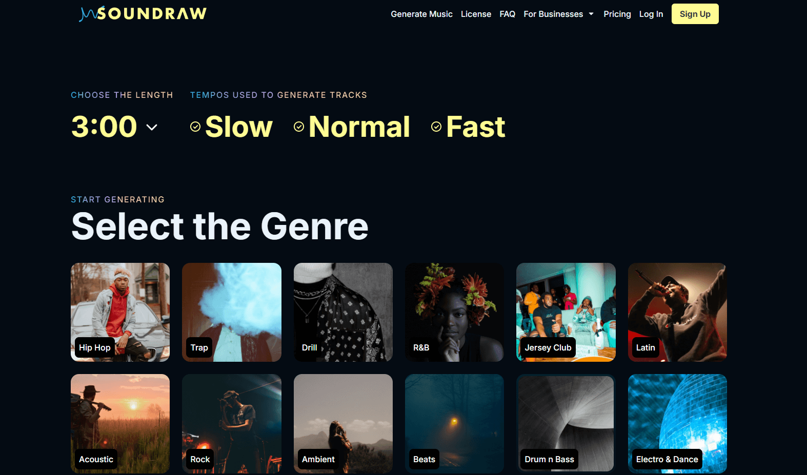 homepage Soundraw