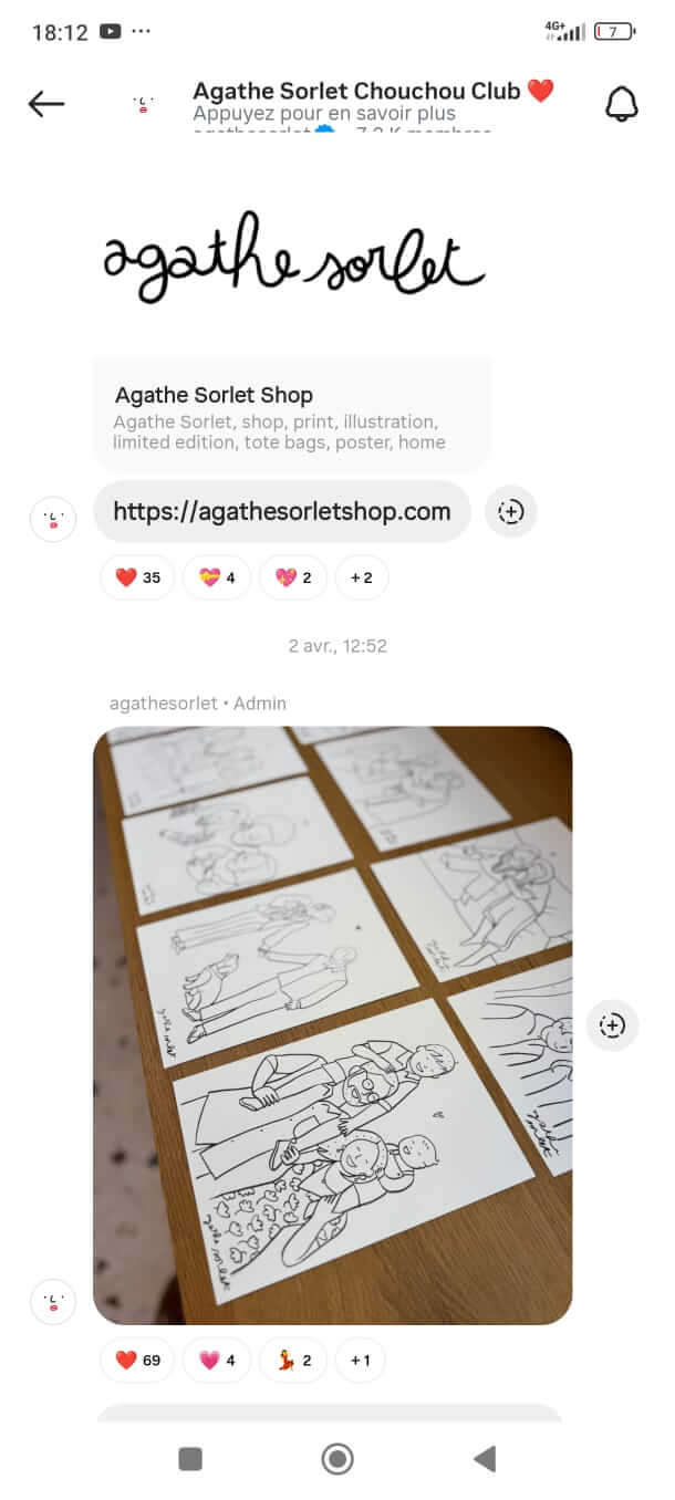 Exemple de canal IG d'Agathe Sorlet