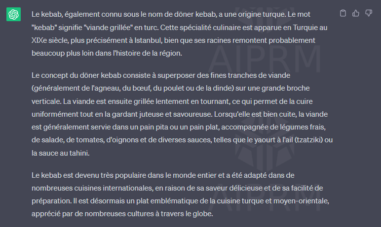 Réponse de ChatGPT à une réponse factuelle