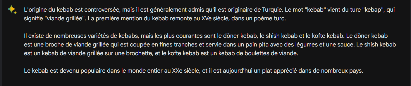 Réponse de Google Bard à une question factuelle