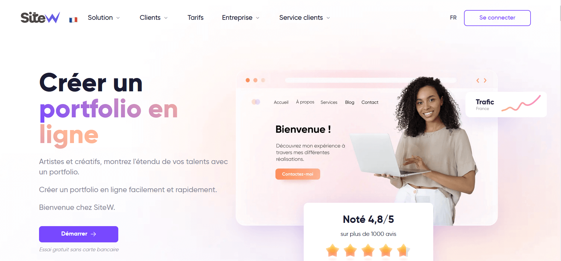 créer un portfolio pour freelance avec SiteW