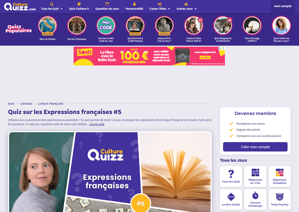 quiz sur Culturequizz exemple de quiz en ligne
