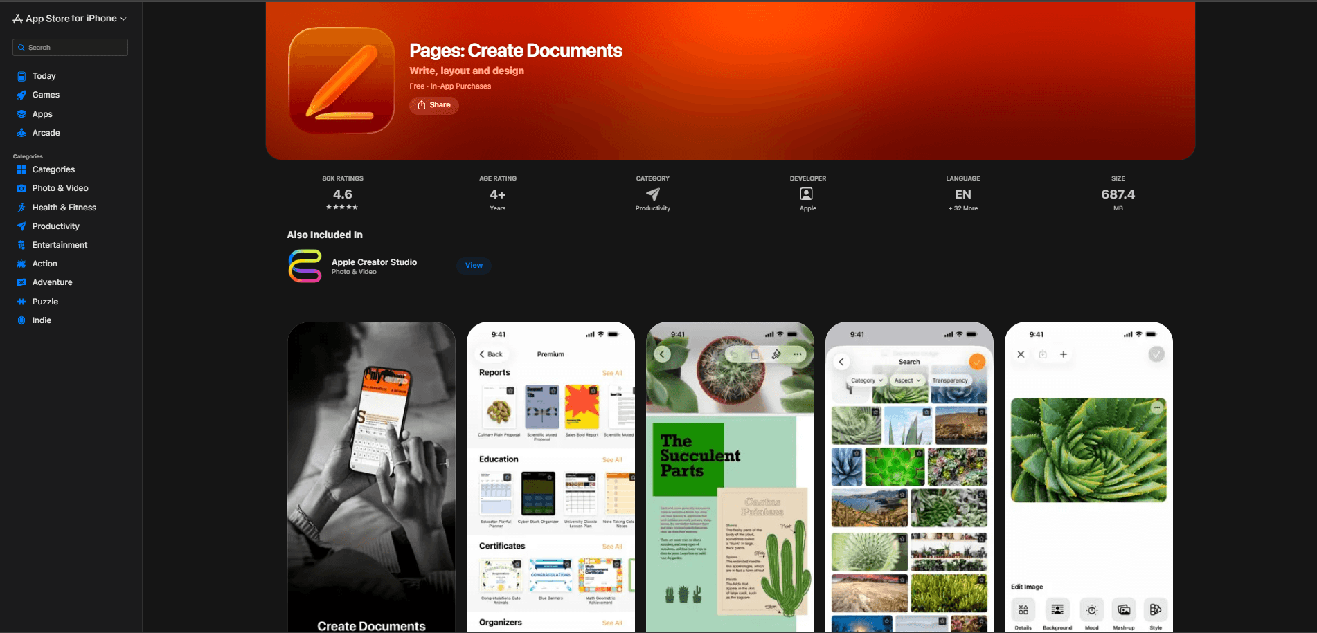 Apple's word processor Pages Apple