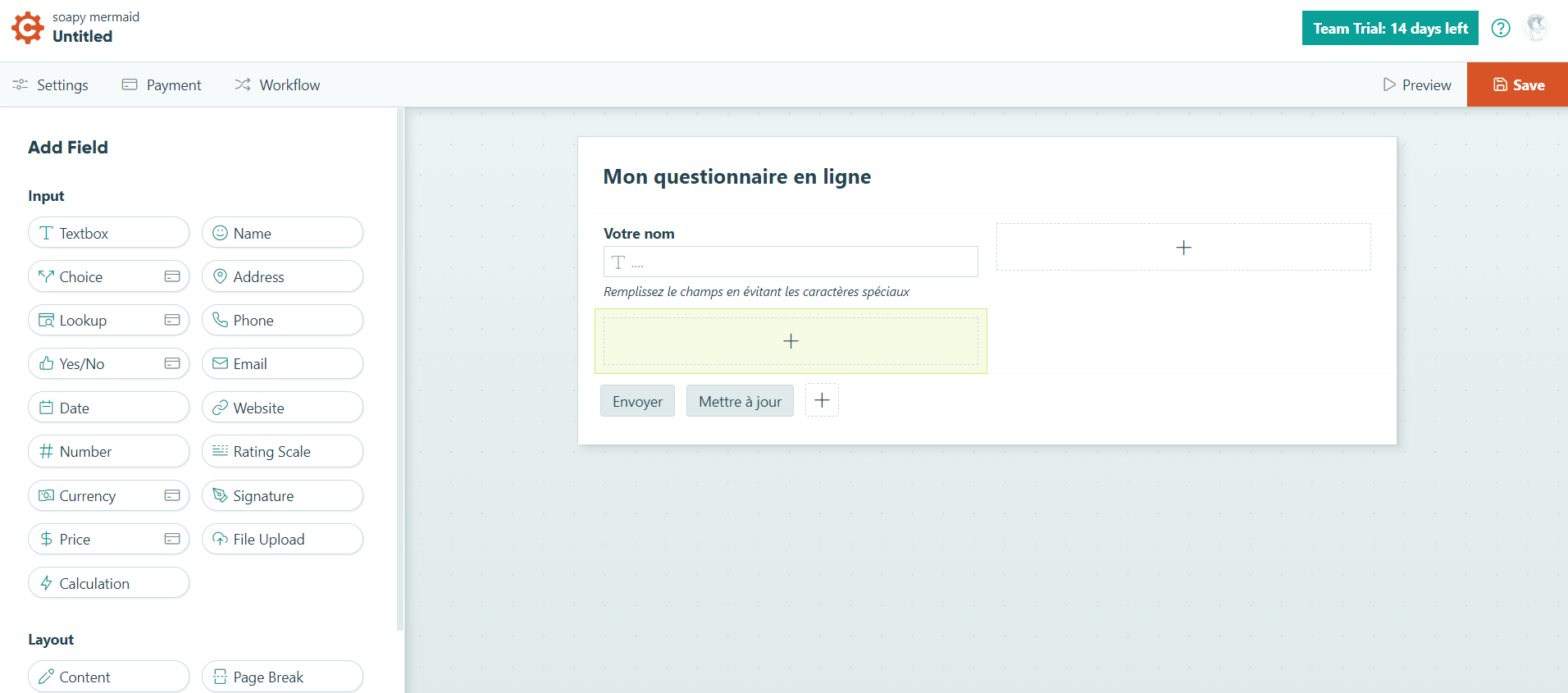 Exemple de formulaire en ligne créé avec Cognito Forms