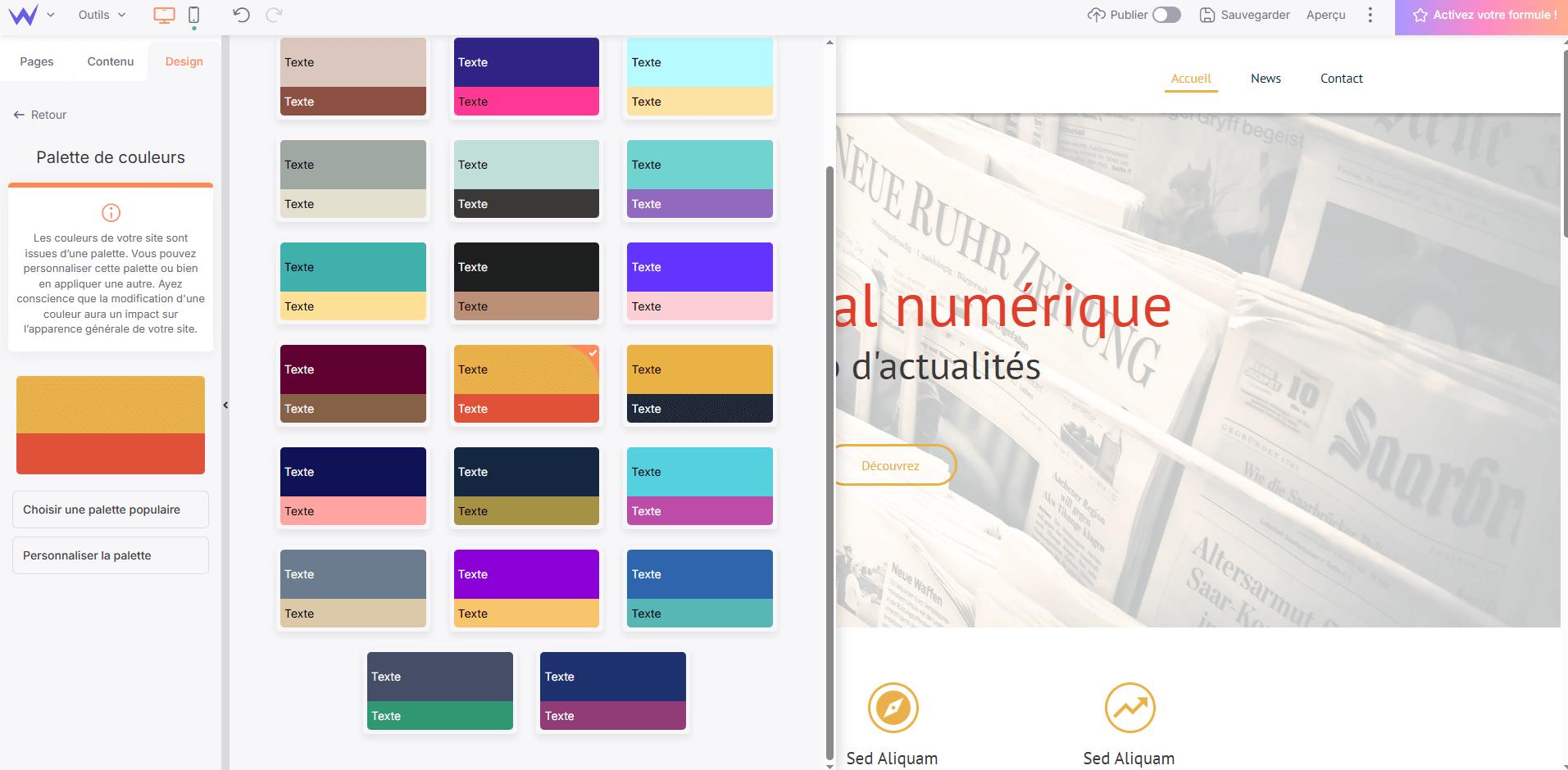 Design personnalisé pour journal numérique