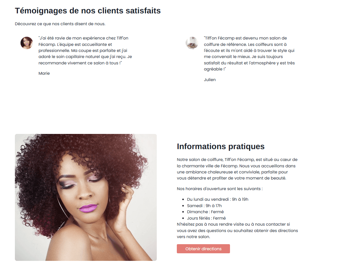 exemple de site IA créé sur SIteW