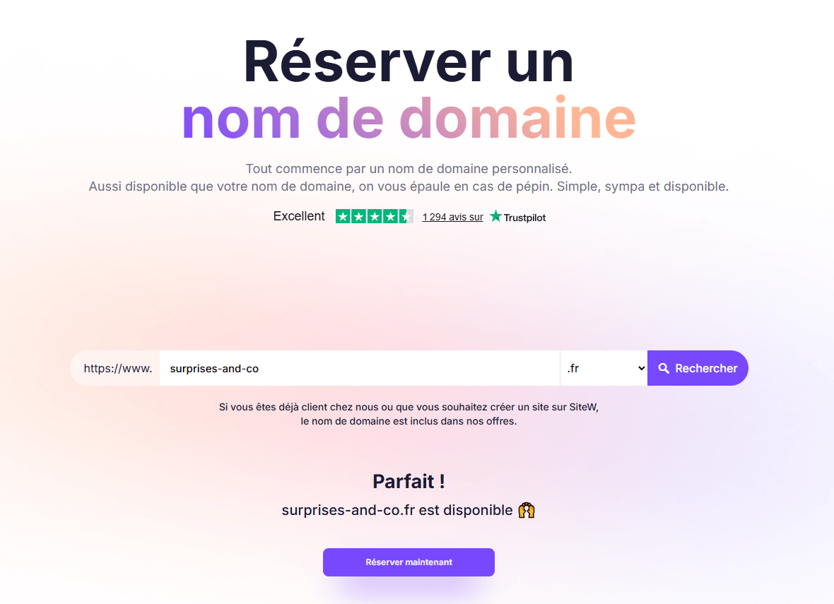 nom de domaine site cadeaux