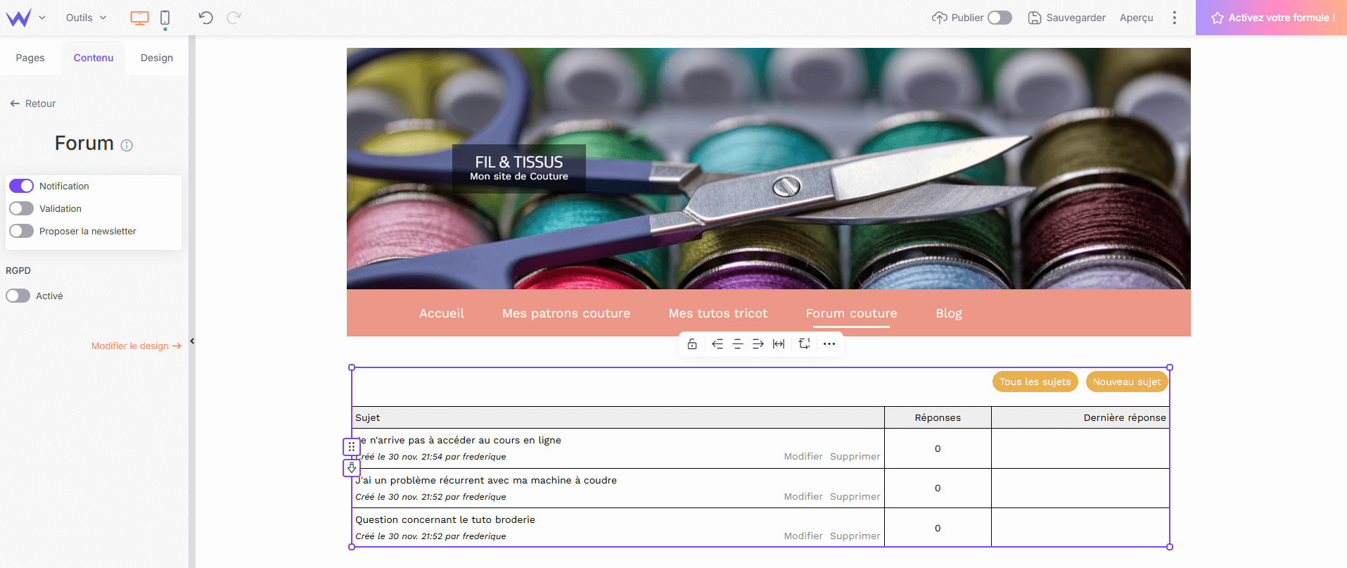 création forum couture créer forum couture