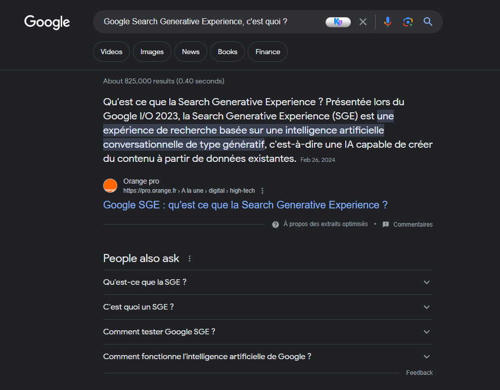 la SGE arrive bientôt sur Google