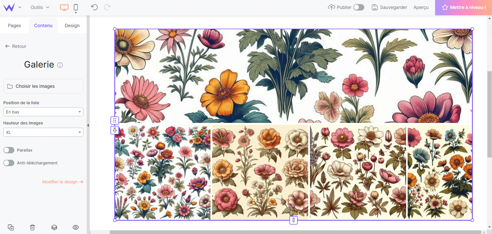 insérer une galerie sur son site galerie photos site jardinage