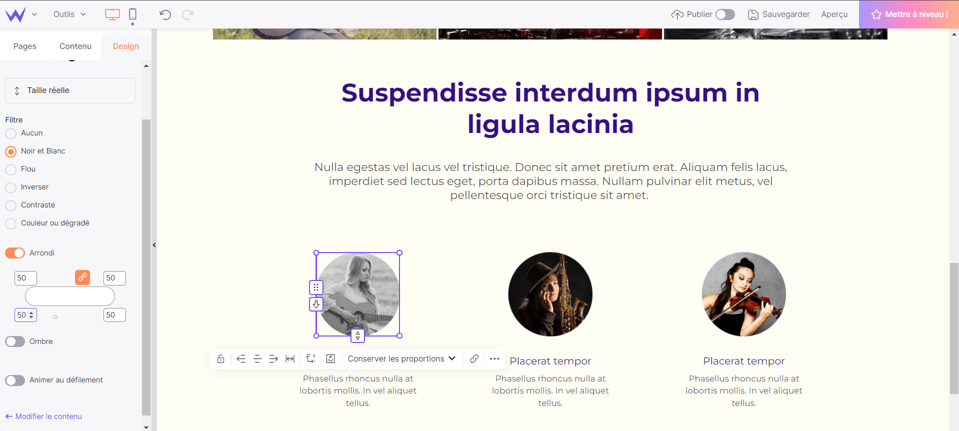 appliquer un filtre et des options de personnalisation aux images 