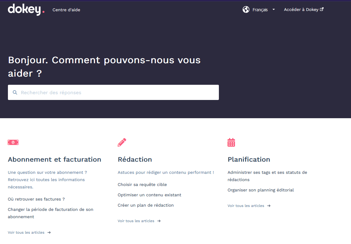 Centre d'aide du site Dokey.io