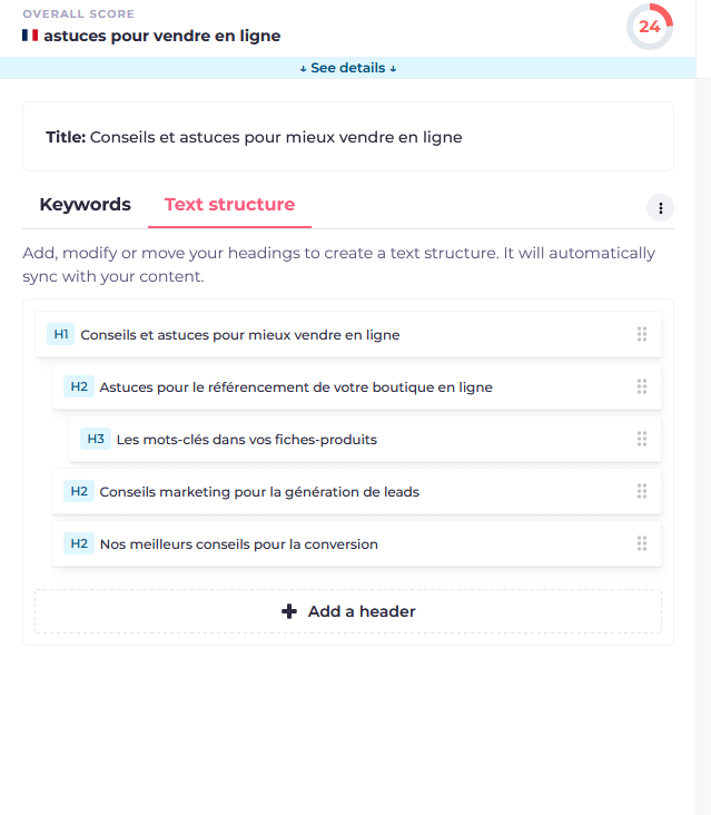 Structure d'article proposée par Dokey.io