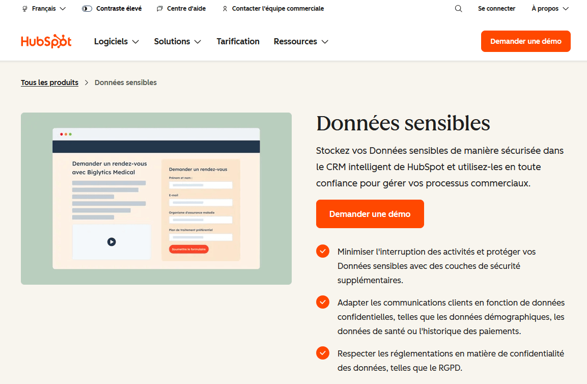 protection des données sensibles sur HubSpot outil HubSpot pour les données sensibles