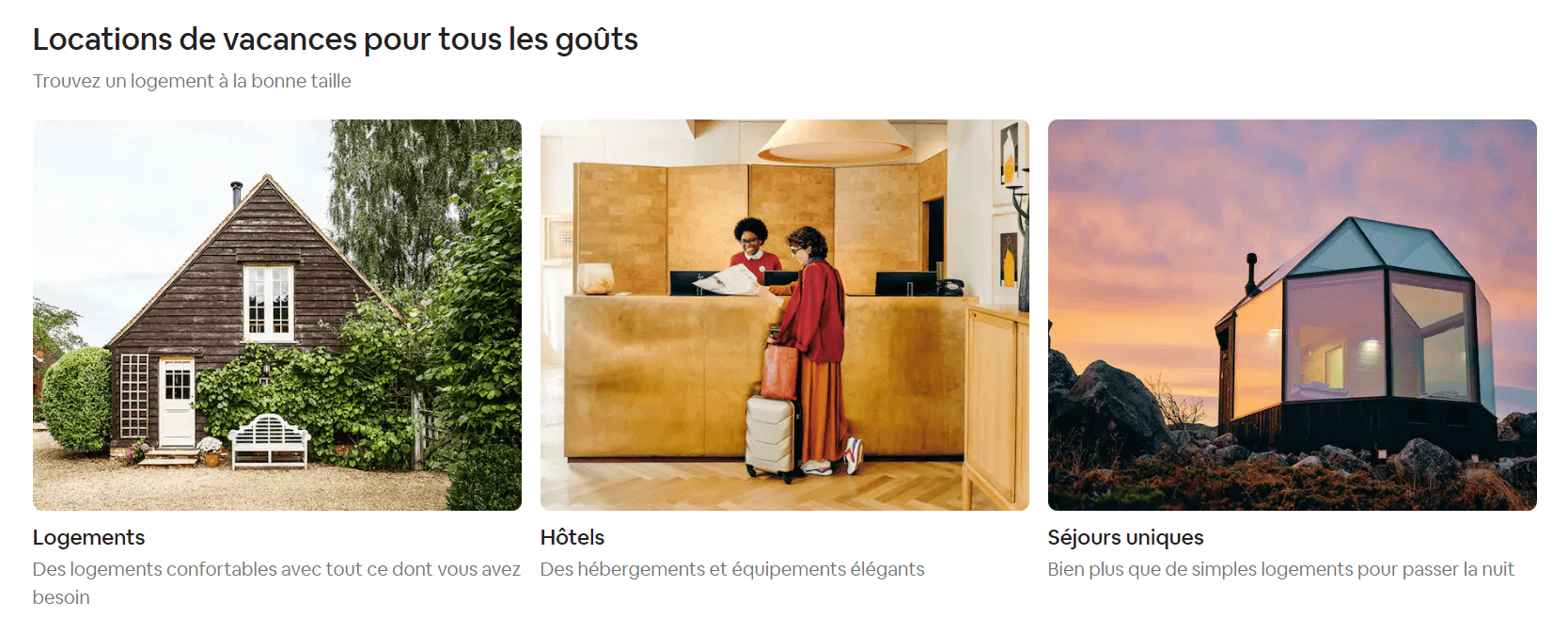 Créer une page d'accueil : Exemple de Airbnb