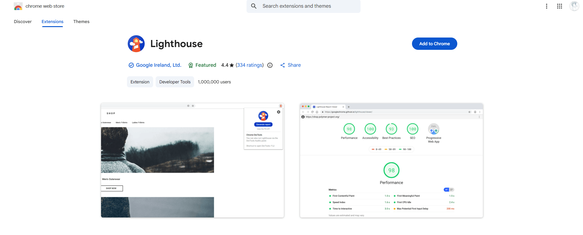 Chrome extension, Lighthouse Lighthouse