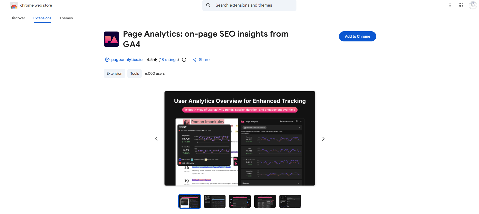 Page Analytics extension Page Analytics