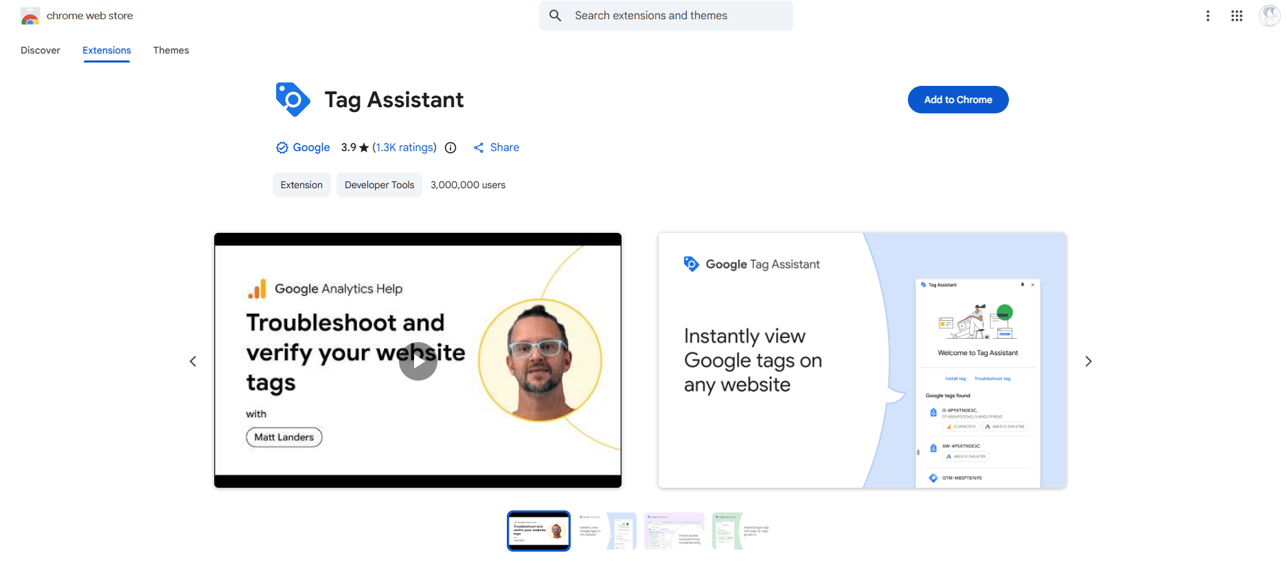 Chrome plugin, Tag Assistant Google Tag Assistant
