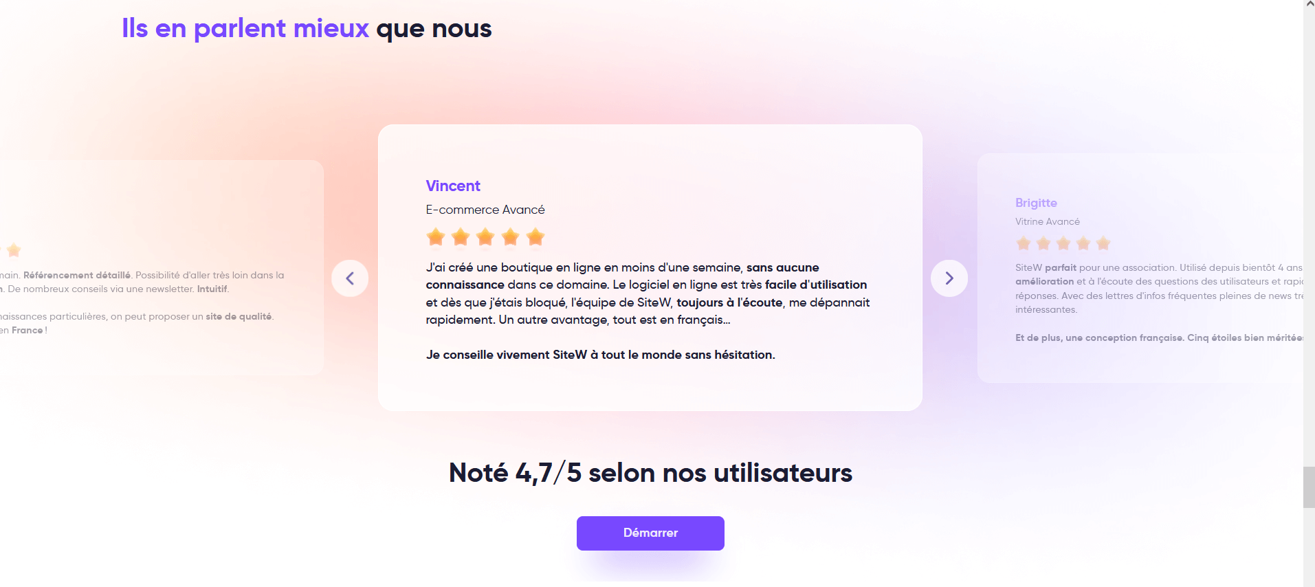 Témoignages des clients de SiteW