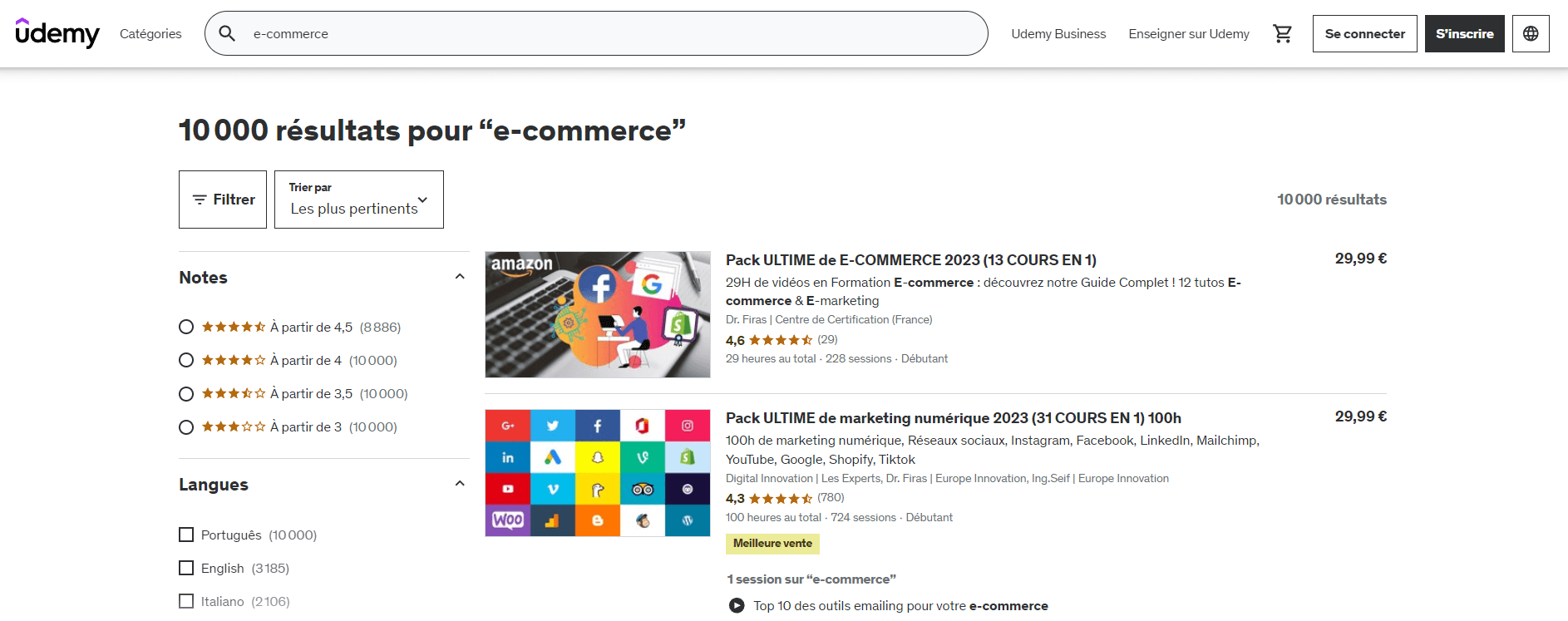 Se former à la vente en ligne avec Udemy