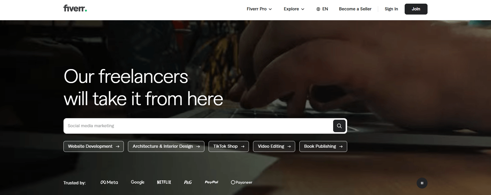 Fiverr homepage Fiverr
