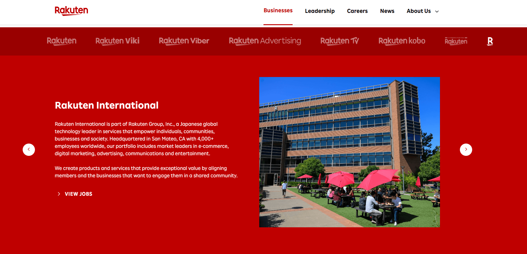 Rakuten homepage Rakuten