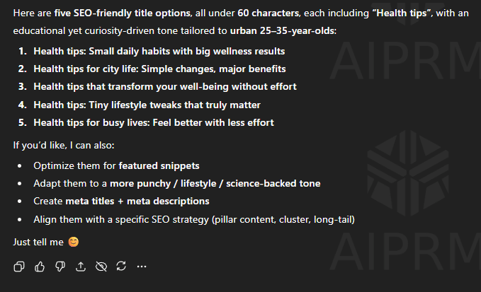 AI headlines for a fitness website AI titles for a fitness blog
