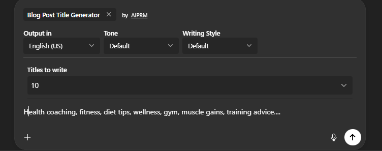 AI title generator, prompt example AIPRM, prompt example