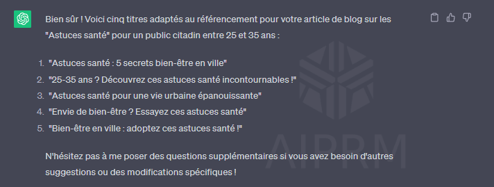 Titres générés par ChatGPT