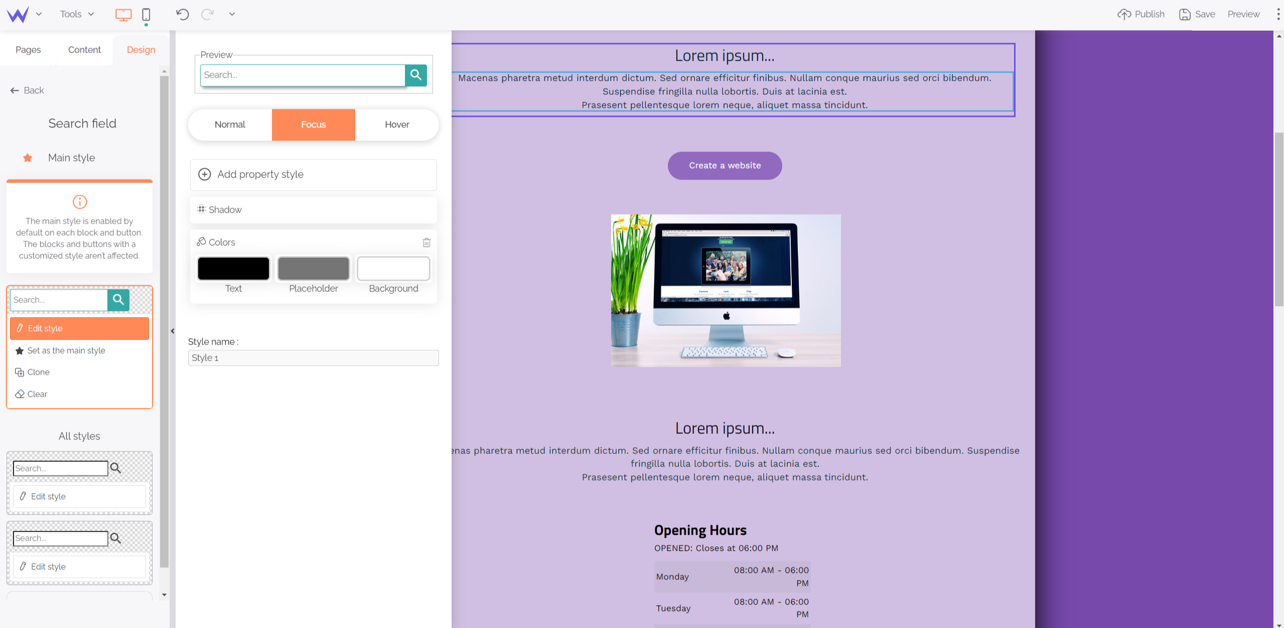 SiteW Search block: Focus